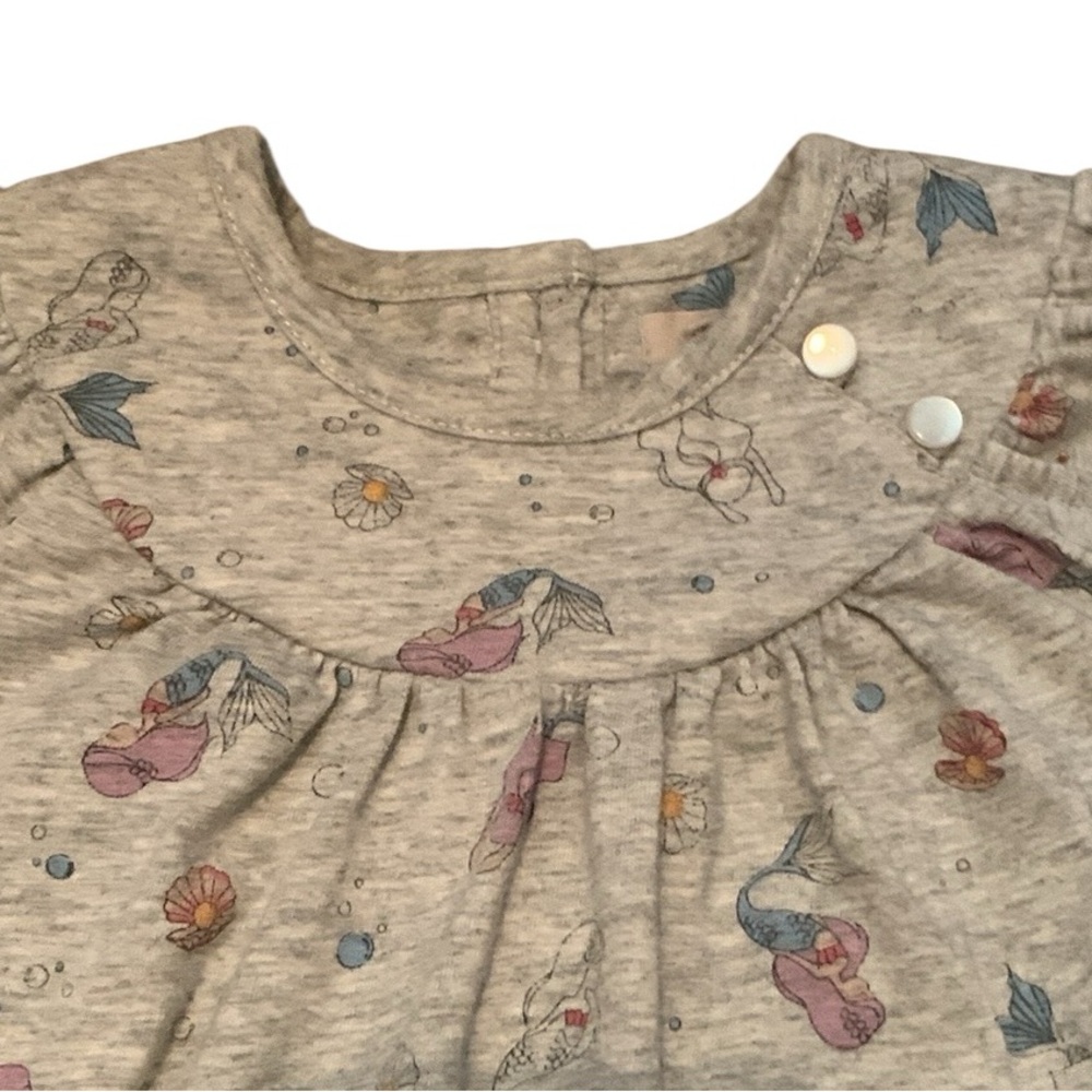 Peek Mermaid Romper Heathered Gray Blue Girl’s Size XL (18-24 Months) Ocean